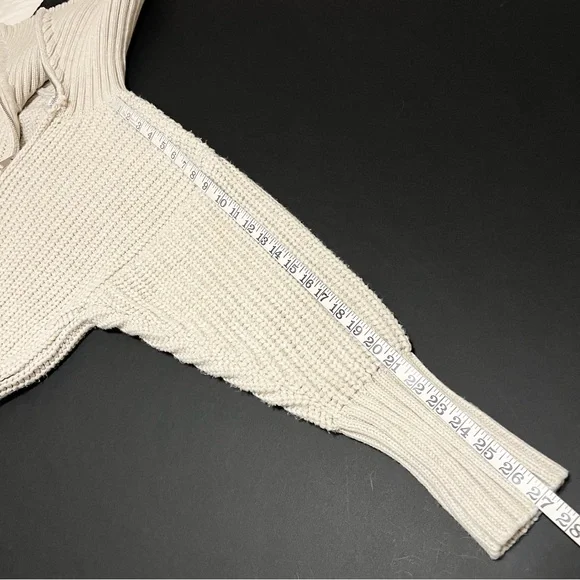 Zara high neck zipp up cardigan sweater, high neck chunky knit, cream, size M - Picture 5 of 11